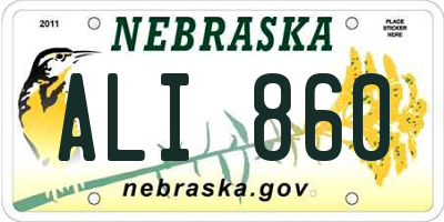 NE license plate ALI860