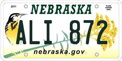 NE license plate ALI872