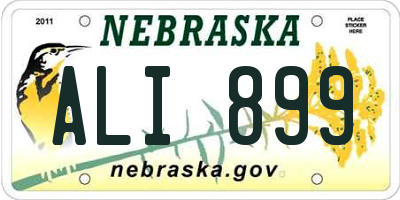 NE license plate ALI899