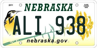 NE license plate ALI938