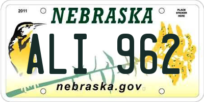 NE license plate ALI962