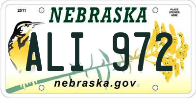 NE license plate ALI972