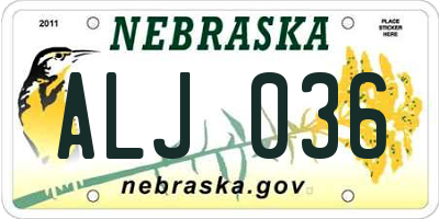 NE license plate ALJ036