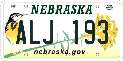NE license plate ALJ193