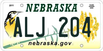 NE license plate ALJ204