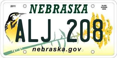 NE license plate ALJ208