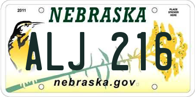 NE license plate ALJ216