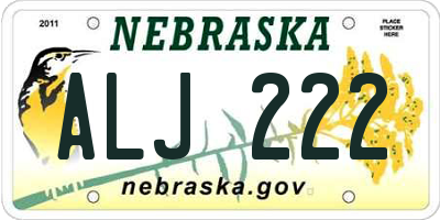 NE license plate ALJ222