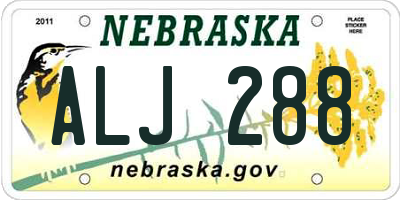 NE license plate ALJ288