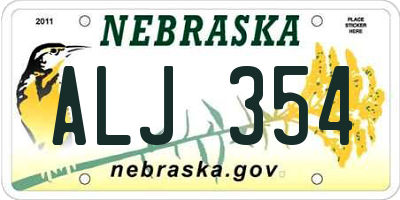 NE license plate ALJ354