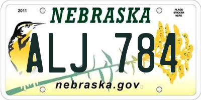 NE license plate ALJ784