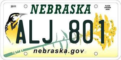 NE license plate ALJ801