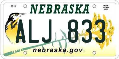 NE license plate ALJ833