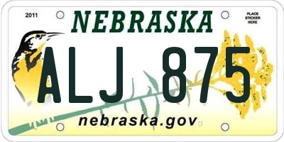 NE license plate ALJ875