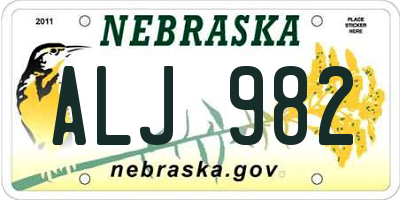 NE license plate ALJ982
