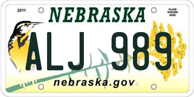 NE license plate ALJ989