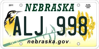 NE license plate ALJ998