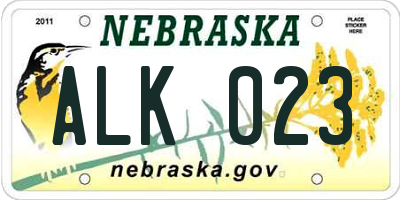 NE license plate ALK023