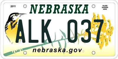 NE license plate ALK037