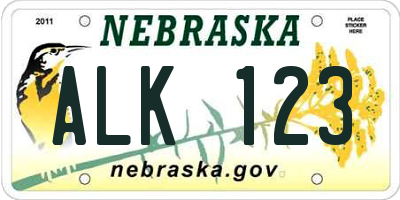 NE license plate ALK123