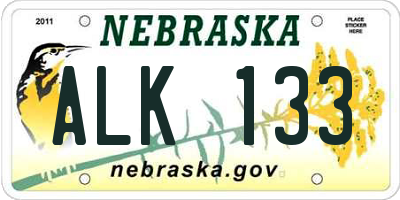 NE license plate ALK133