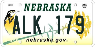NE license plate ALK179