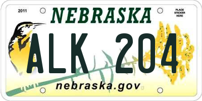 NE license plate ALK204