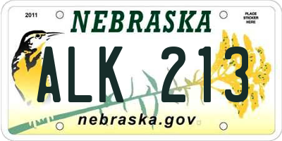 NE license plate ALK213