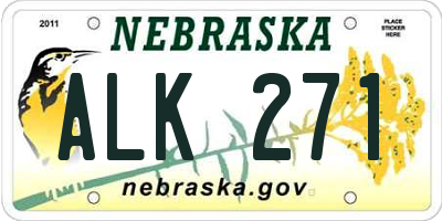NE license plate ALK271