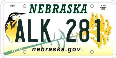 NE license plate ALK281