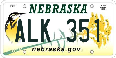 NE license plate ALK351