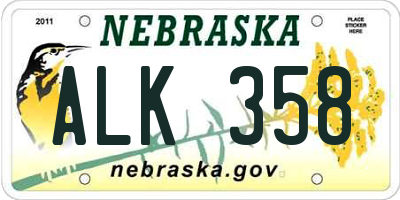 NE license plate ALK358