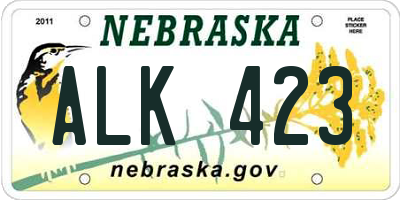 NE license plate ALK423