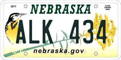 NE license plate ALK434