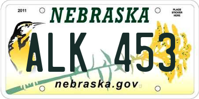NE license plate ALK453