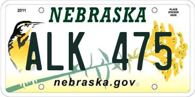 NE license plate ALK475