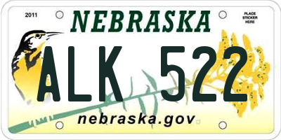 NE license plate ALK522