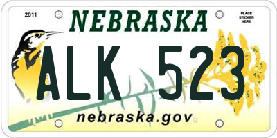 NE license plate ALK523