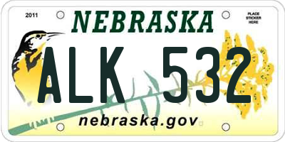 NE license plate ALK532