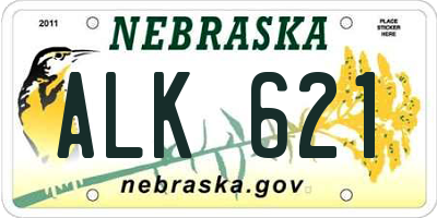 NE license plate ALK621