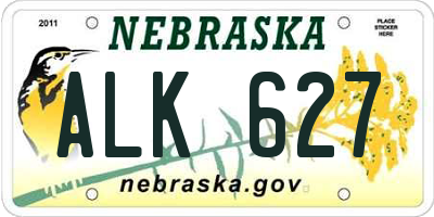 NE license plate ALK627