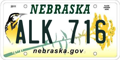 NE license plate ALK716