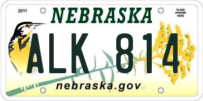 NE license plate ALK814