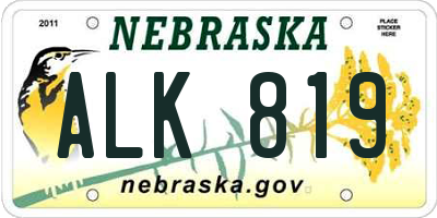 NE license plate ALK819