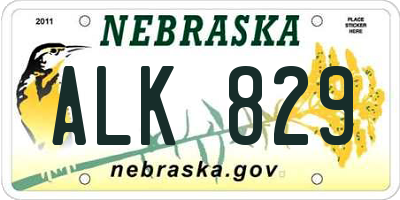 NE license plate ALK829