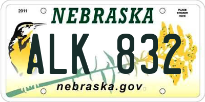 NE license plate ALK832