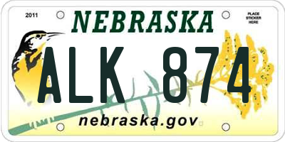 NE license plate ALK874