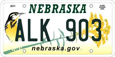 NE license plate ALK903