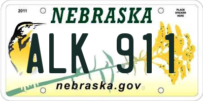 NE license plate ALK911