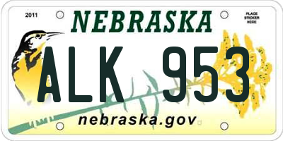 NE license plate ALK953